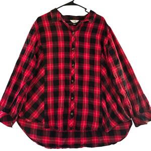Terra & Sky Red/Black Plaid Flannel Plus Size 3XL